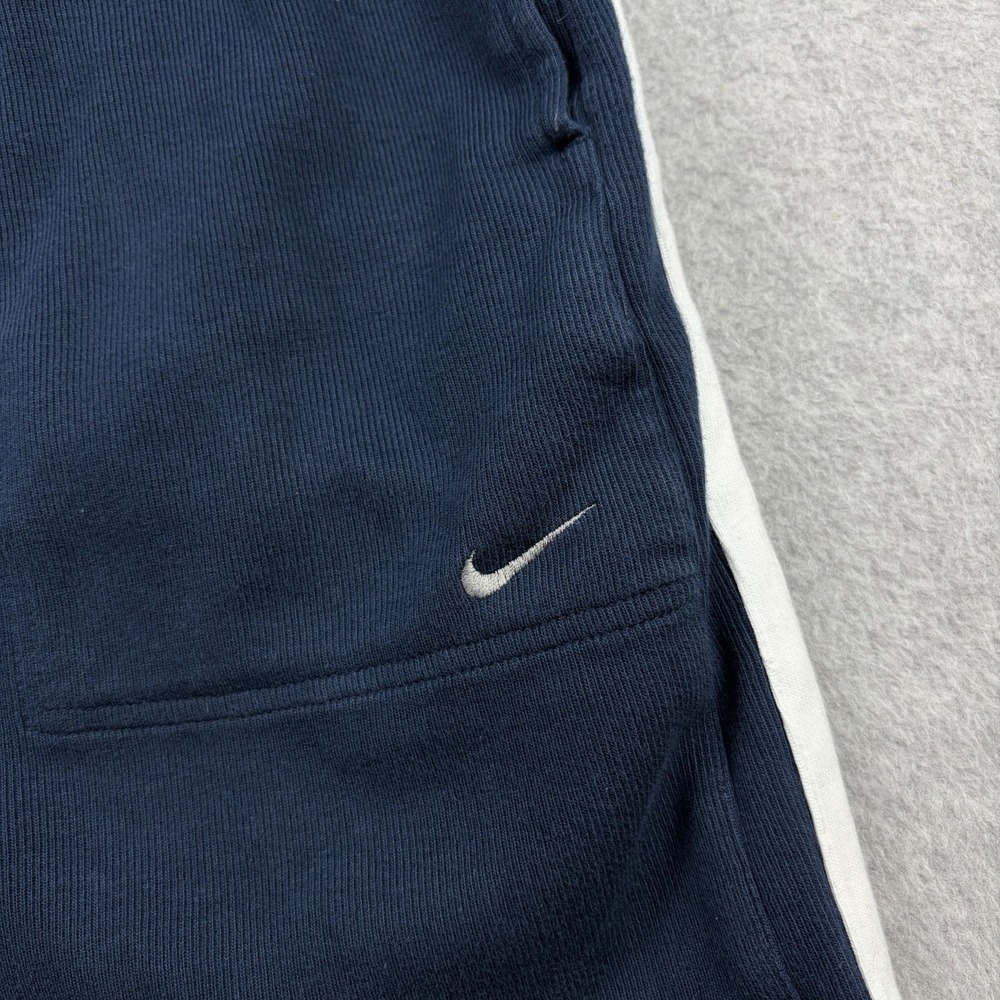 Vintage Nike Shorts Mens Large Navy Blue Ribbed Knit Heavy Cotton Y2K Striped - Picture 2 of 9